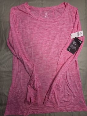 NWT GapFit Breathe Pink Heather Long Sleeve Top - Size M - Thumbholes
